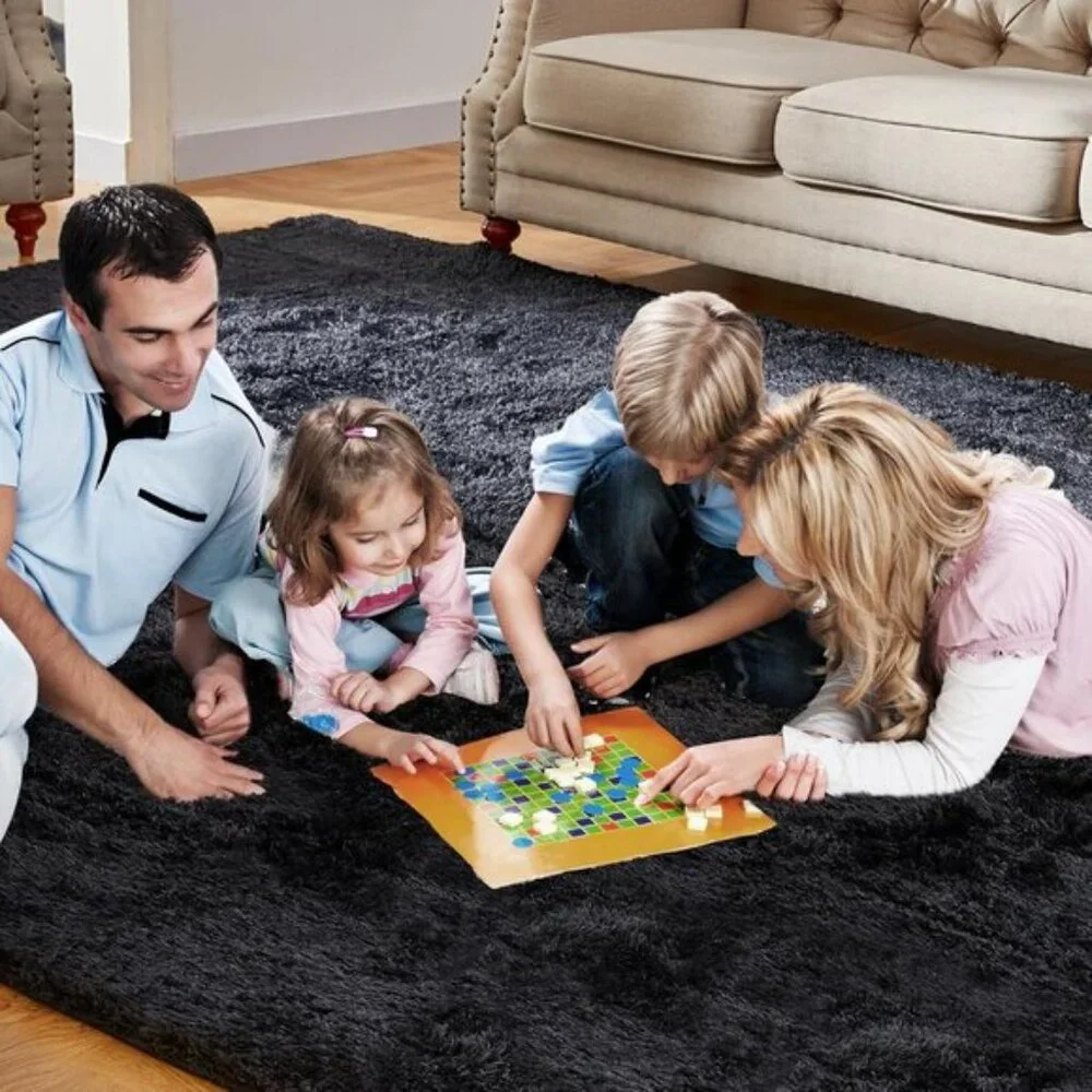 New 5x7 Black Fluffy Area Rug, Super Soft High Pile Shag Carpet for Home & Room